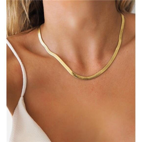 Gold Necklace for Women-14K Gold Plated/Sterling Silver Plated Snake - Picture 3 of 7